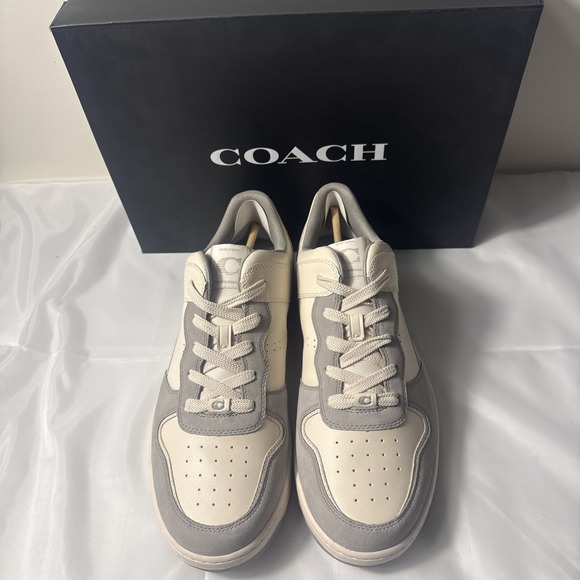 Coach Other - Coach C201 Leather Sneakers Chalk Dove Gray Sizes Mens 7D Womans 8D New $150